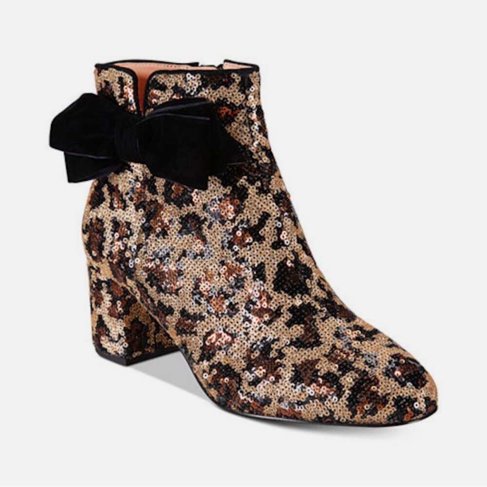 NWOB Kate Spade New York Langley Leopard Sequin Ankle Boot